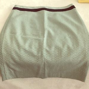 Green and blue chevron print pencil skirt